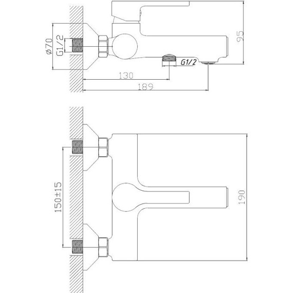 Смеситель для ванны Haiba HB60652-7, черный матовый фото 2