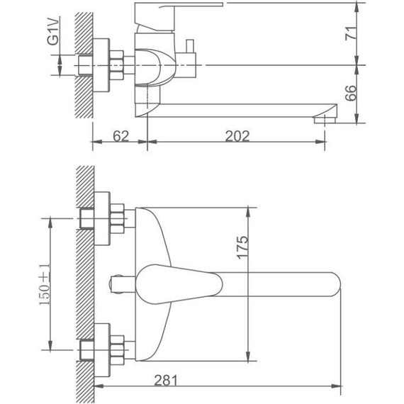 Смеситель для ванны Haiba HB60801-2, сталь фото 2