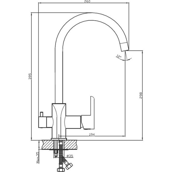 Смеситель для кухни Haiba HB76805-7, черный/хром фото 2