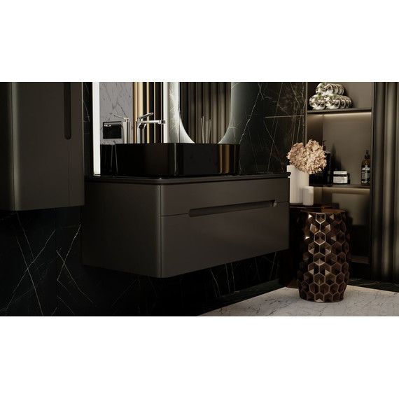 Тумба подвесная со столешницей Jorno Shine 100 см Shi.01.100-M/P/A (с МФУ) антрацит фото 9