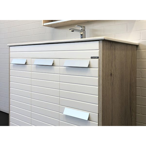 Тумба напольная с раковиной Comforty Клеон 90H см, белый/дуб дымчатый фото 6