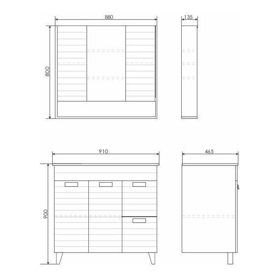 Тумба напольная с раковиной Comforty Клеон 90H см, белый/дуб дымчатый фото 8