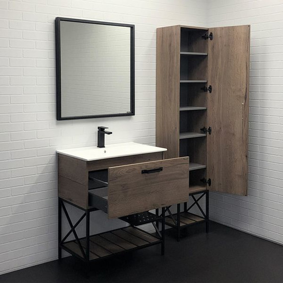 Тумба напольная с раковиной Comforty Бредфорд 75 см (раковина белая) дуб тёмный фото 4