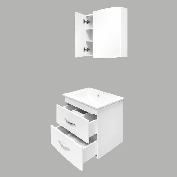 Тумба подвесная с раковиной Comforty Лаура-60-2 см, белый фото 6