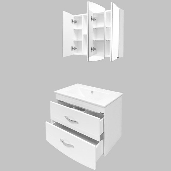 Тумба подвесная с раковиной Comforty Лаура-75-2 см, белый фото 7