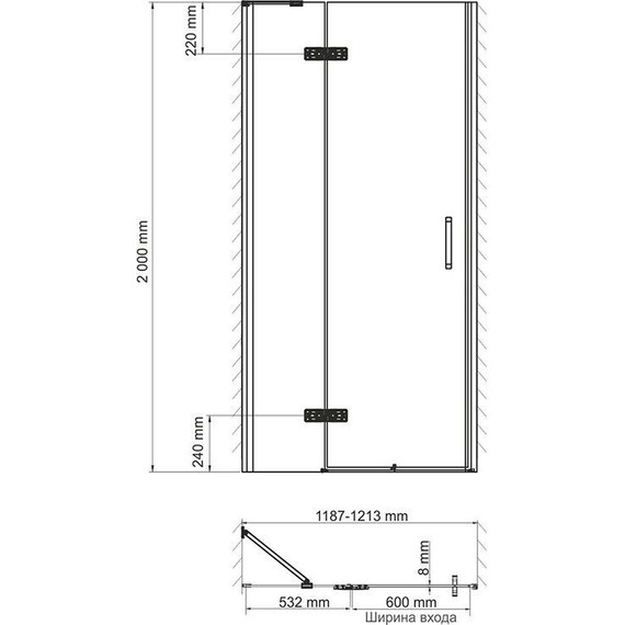 Душевая дверь WasserKraft Aller 120 см 10H05L (стекло 8 мм), хром/прозрачное фото 12