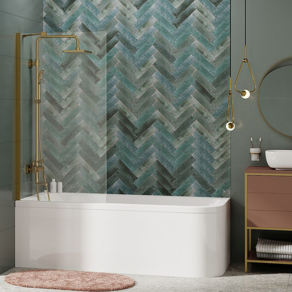 Шторка для ванны WasserKraft Aisch 80 см 55P01-80 Fixed, золото/прозрачное фото 2