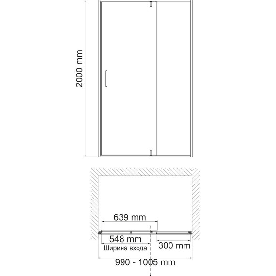 Душевая дверь WasserKraft Aisch 100 см 55P12, золото/прозрачное фото 3