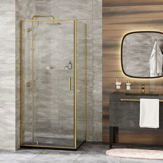 Душевое ограждение WasserKraft Aisch 90x100 см 55P18, золото/прозрачное фото 2