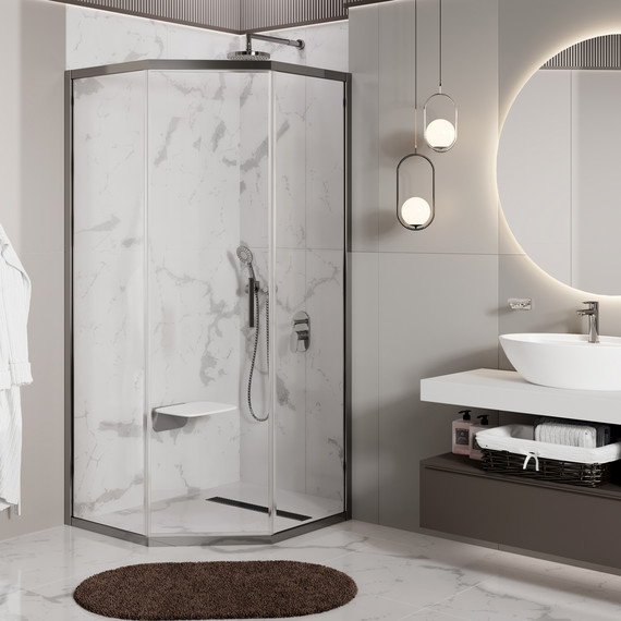 Душевое ограждение WasserKraft Naab 100x100 см 86S38 (стекло 8 мм), хром/прозрачное фото 4