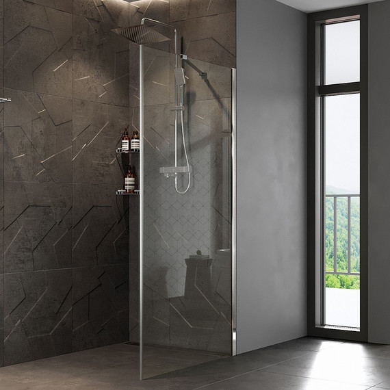 Душевая перегородка WasserKraft Aller 90 см 10H07-RP90 Fixed (стекло 8 мм), хром/прозрачное фото 2