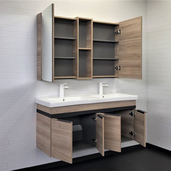 Тумба подвесная с раковиной Comforty Дуэт 125 см, дуб натуральный - 5 Тумба подвесная с раковиной Comforty Дуэт 125 см, дуб натуральный фото 5