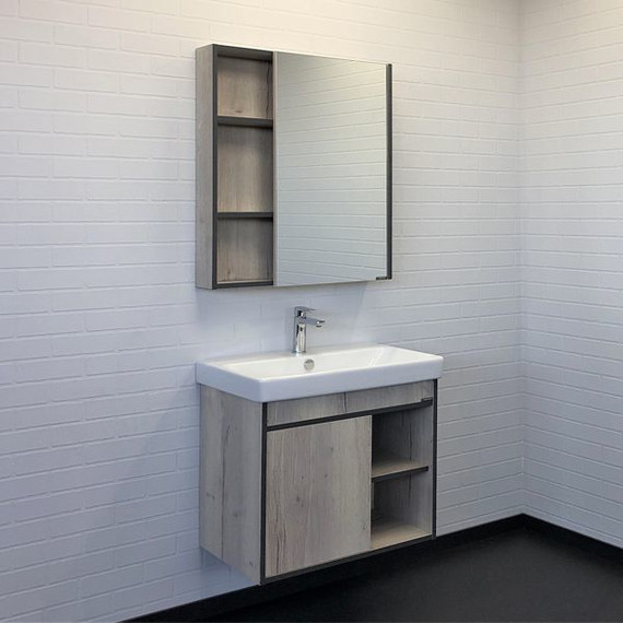 Тумба подвесная с раковиной Comforty Вена 70 см, дуб дымчатый фото 5