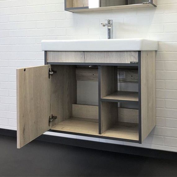 Тумба подвесная с раковиной Comforty Вена 70 см, дуб дымчатый фото 6