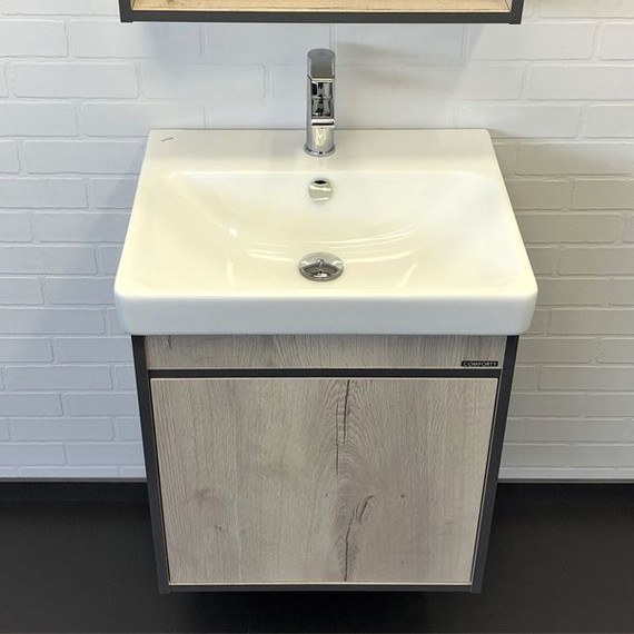 Тумба подвесная с раковиной Comforty Вена 55 см, дуб дымчатый фото 6