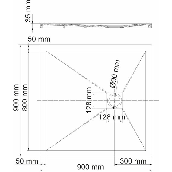 Поддон каменный WasserKraft Dill 90х90 см 61T03, чёрный матовый фото 2