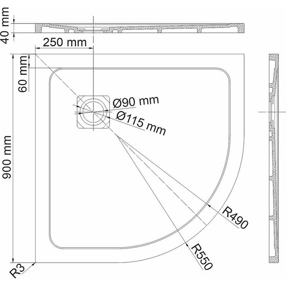 Поддон каменный WasserKraft Dinkel 90х90 см 58T01, белый глянцевый фото 2
