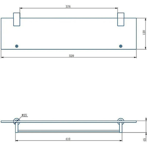 Cтеклянная полка Haiba 52 см HB8407-4, цвет бронза фото 2