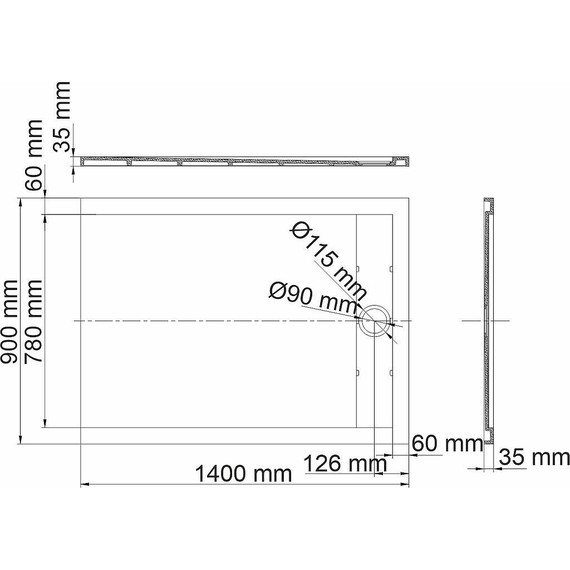 Поддон каменный WasserKraft Neime 140х90 см 19T36, чёрный мрамор - 2 Поддон каменный WasserKraft Neime 140х90 см 19T36, чёрный мрамор фото 2