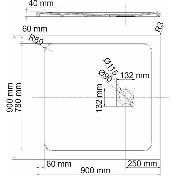 Поддон каменный WasserKraft Rhin 90х90 см 44T03, белый мрамор фото 2