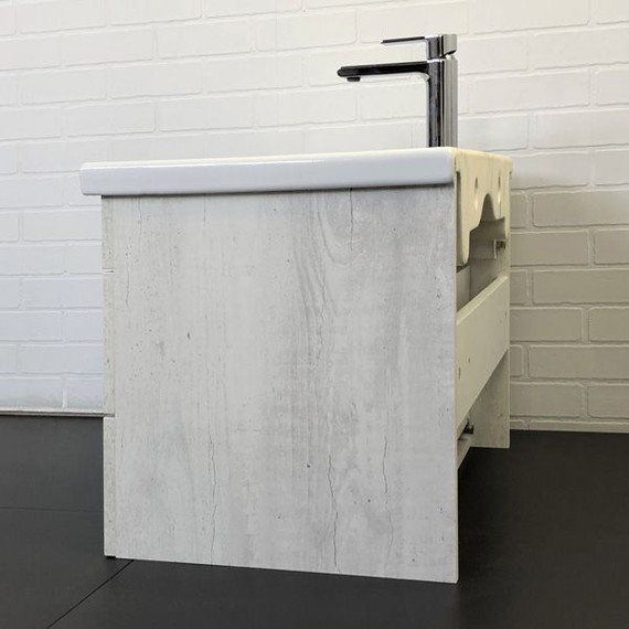 Тумба подвесная с раковиной Comforty Никосия 70П 70 см, дуб белый фото 6