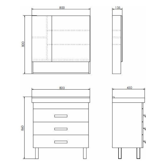 Тумба напольная с раковиной Comforty Никосия 80H 80 см, дуб тёмный фото 9