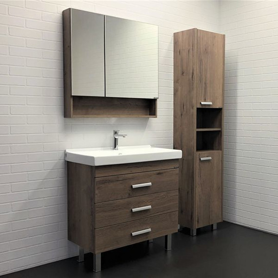 Тумба напольная с раковиной Comforty Никосия 80H 80 см, дуб тёмный фото 6