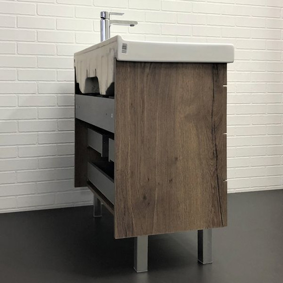 Тумба напольная с раковиной Comforty Никосия 80H 80 см, дуб тёмный фото 3