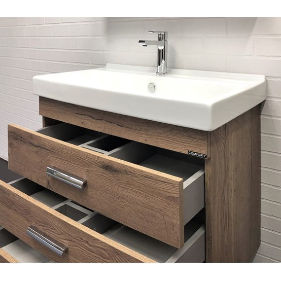 Тумба напольная с раковиной Comforty Никосия 80H 80 см, дуб тёмный фото 4