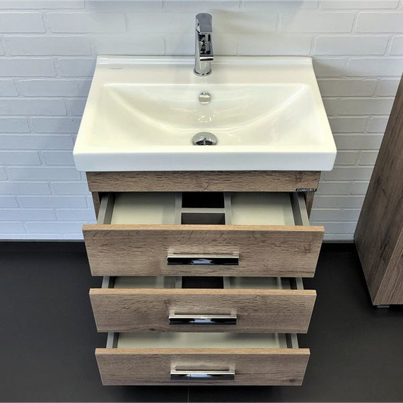 Тумба напольная с раковиной Comforty Никосия 60H 60 см, дуб тёмный фото 5