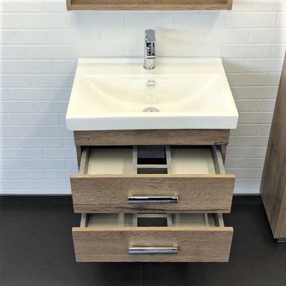 Тумба подвесная с раковиной Comforty Никосия 60П 60 см, дуб тёмный фото 6