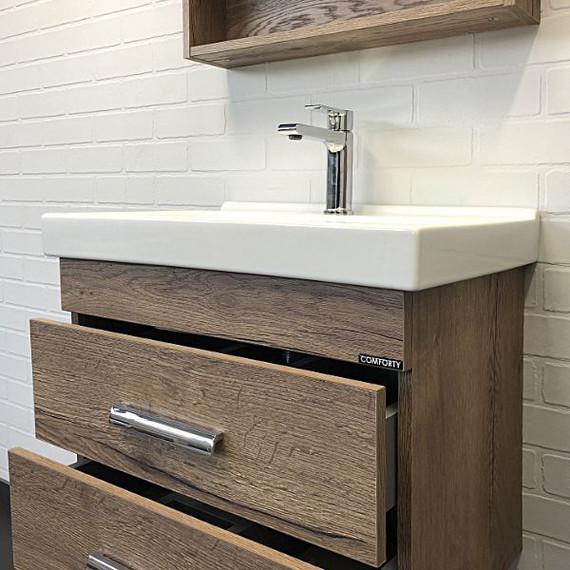 Тумба подвесная с раковиной Comforty Никосия 60П 60 см, дуб тёмный фото 7