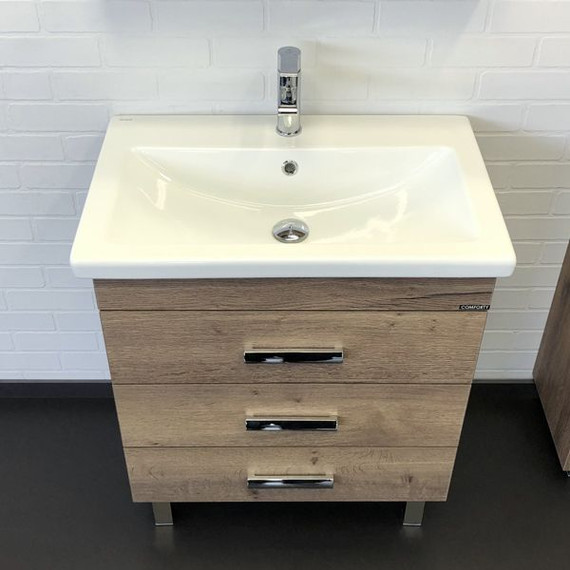 Тумба напольная с раковиной Comforty Никосия 70H 70 см, дуб тёмный фото 5