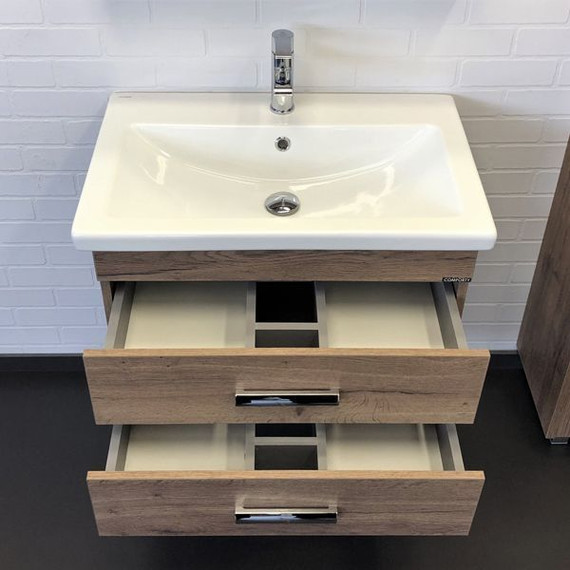 Тумба подвесная с раковиной Comforty Никосия 70П 70 см, дуб тёмный фото 6