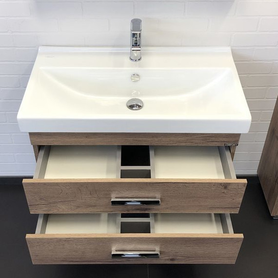 Тумба подвесная с раковиной Comforty Никосия 80П 80 см, дуб тёмный - 5 Тумба подвесная с раковиной Comforty Никосия 80П 80 см, дуб тёмный фото 5