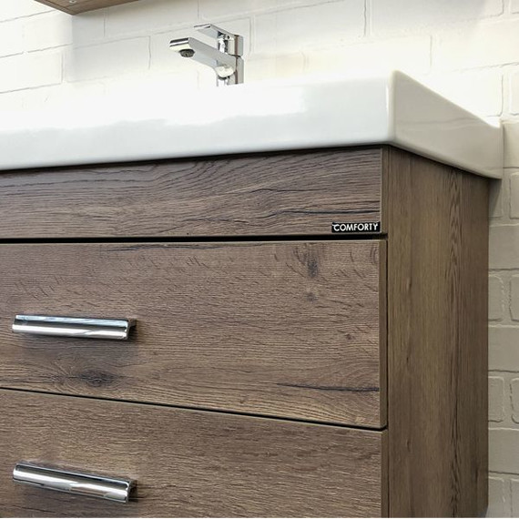 Тумба подвесная с раковиной Comforty Никосия 80П 80 см, дуб тёмный - 6 Тумба подвесная с раковиной Comforty Никосия 80П 80 см, дуб тёмный фото 6