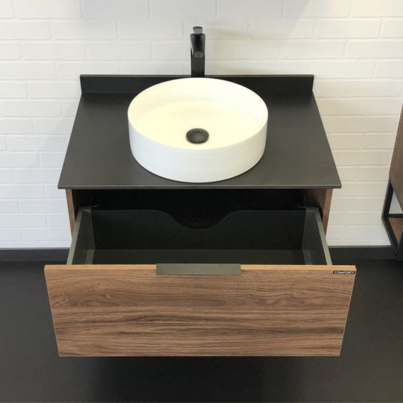 Тумба подвесная с раковиной Comforty Порто 75 см, дуб тёмно-коричневый фото 6