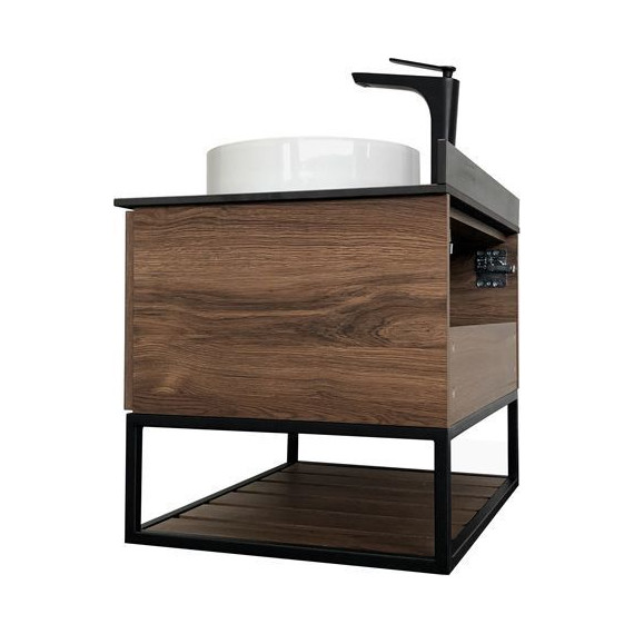 Тумба подвесная с раковиной Comforty Порто 75 см, дуб тёмно-коричневый фото 7
