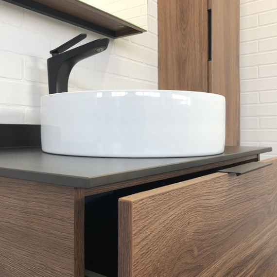 Тумба подвесная с раковиной Comforty Порто 75 см, дуб тёмно-коричневый фото 8