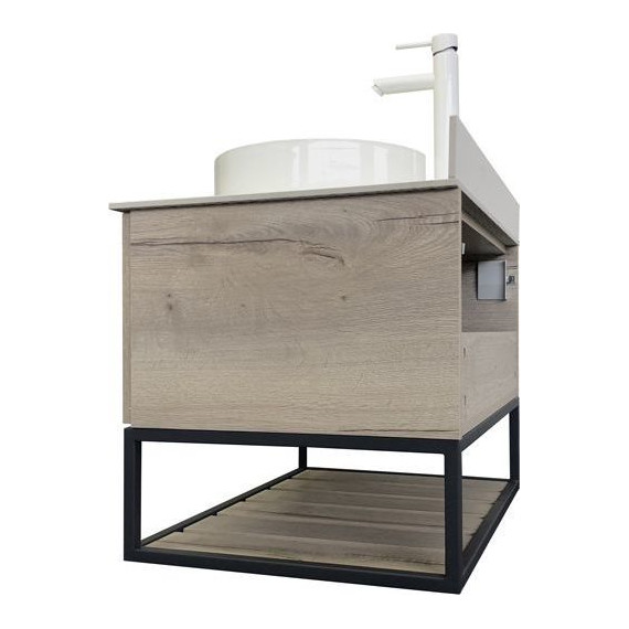 Тумба подвесная с раковиной Comforty Порто 75 см, дуб дымчатый фото 7