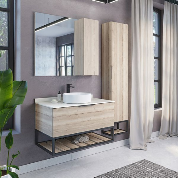 Тумба подвесная с раковиной Comforty Порто 90 см, дуб дымчатый фото 4