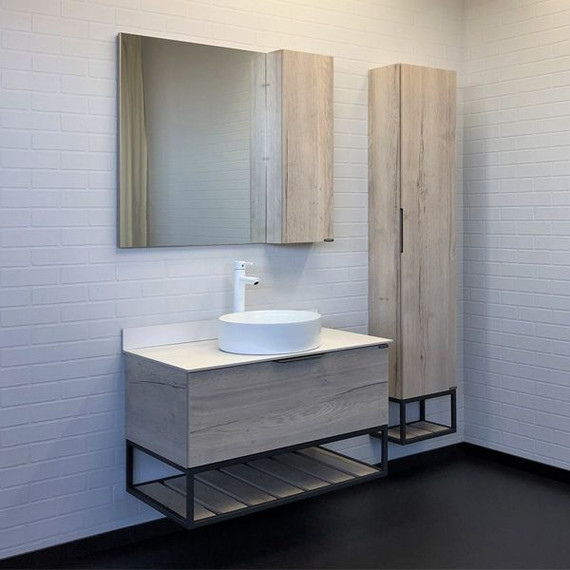 Тумба подвесная с раковиной Comforty Порто 90 см, дуб дымчатый фото 5