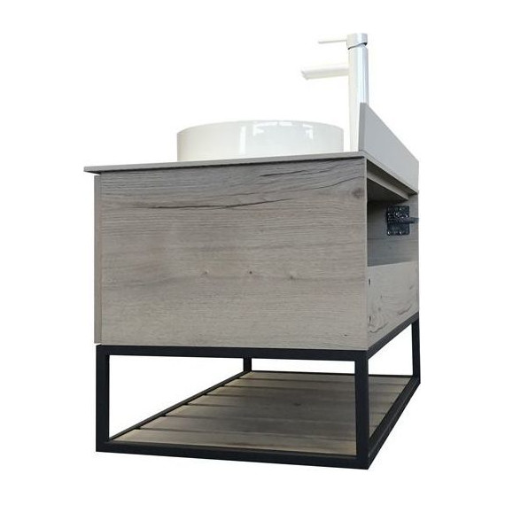 Тумба подвесная с раковиной Comforty Порто 90 см, дуб дымчатый фото 3