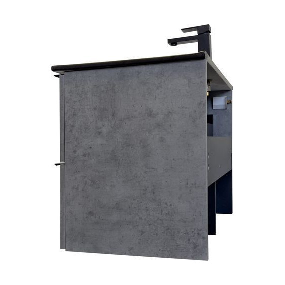 Тумба подвесная с раковиной Comforty Франкфурт 75 см (раковина 75E чёрная), бетон светлый фото 6