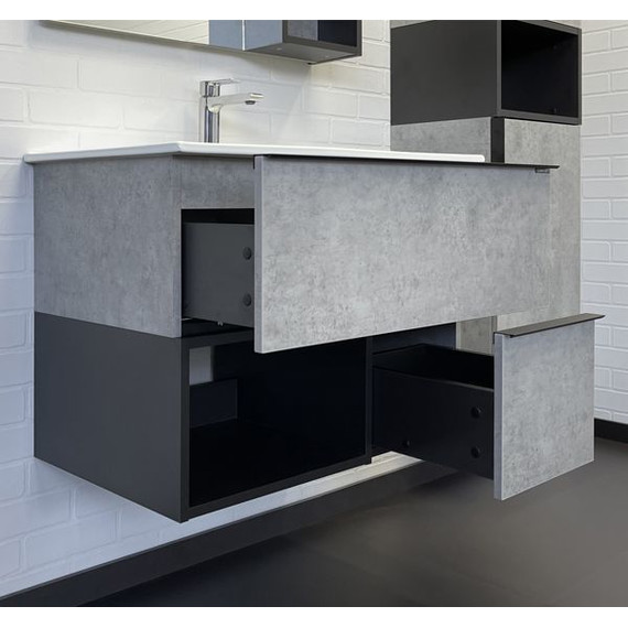 Тумба подвесная с раковиной Comforty Франкфурт 75 см (раковина 75E белая), бетон светлый фото 5