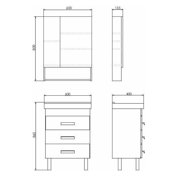 Тумба напольная с раковиной Comforty Никосия 60H 60 см, белый глянцевый фото 6