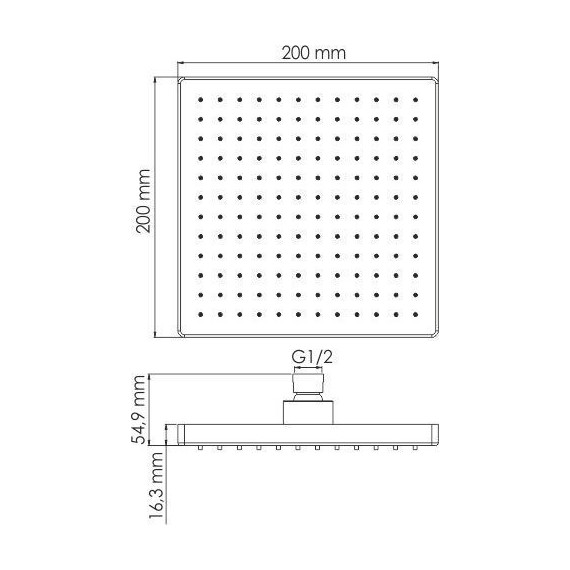 Верхний душ WasserKraft 200x200 мм A140, светлая бронза фото 4
