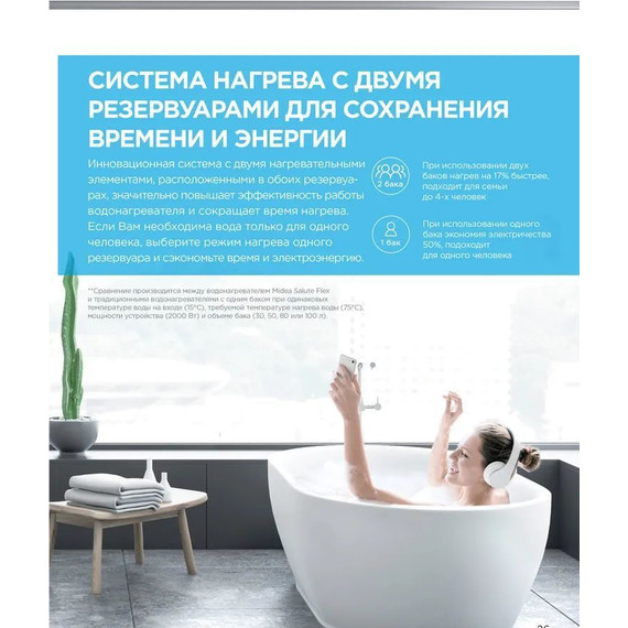 Бойлер электрический Midea MWH-8020-FED на 80 л. с Wi-Fi 4627121258248 - 3 Бойлер электрический Midea MWH-8020-FED на 80 л. с Wi-Fi 4627121258248 фото 3