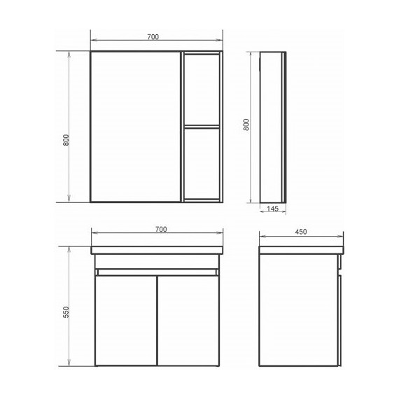 Зеркало-шкаф Comforty Осло 70 см, бетон светлый фото 5