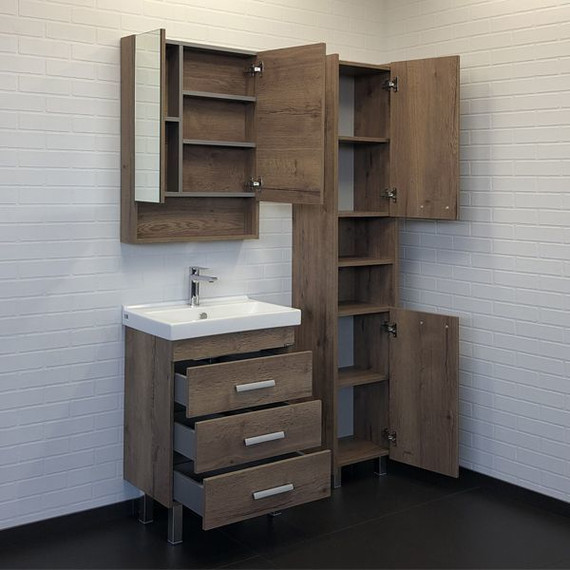 Зеркало-шкаф Comforty Никосия 60 см, дуб тёмный фото 3